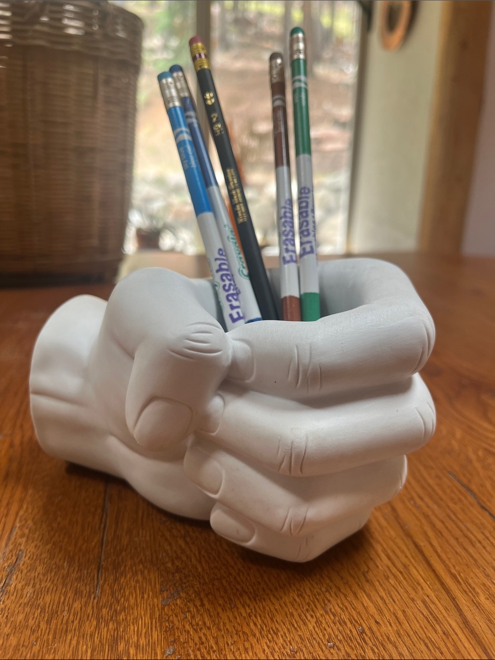 White Ceramic Hand Sculpture Planter - Contemporary Home Accent